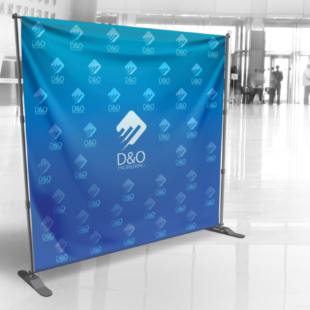 Telescopic Backdrop Banner with Stand 96" x 96" | iGlobalWeb | #1 Web Design - e-Commerce - SEO - Branding - Marketing Printing Company | tbackdrop banner1 b w